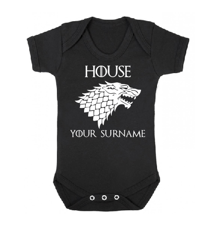 House your surname white black baby bodysuit / onesie-baby bodysuit onesie-DiamondsKT