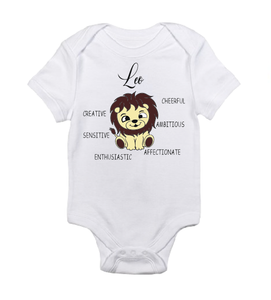 Lion Leo zodiac sign character traits baby cotton bodysuit