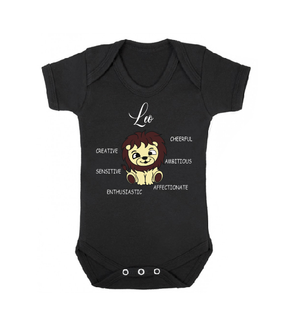 Lion Leo zodiac sign character traits baby cotton bodysuit