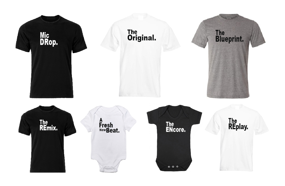 The Blueprint matching T shirts or baby bodysuit.
