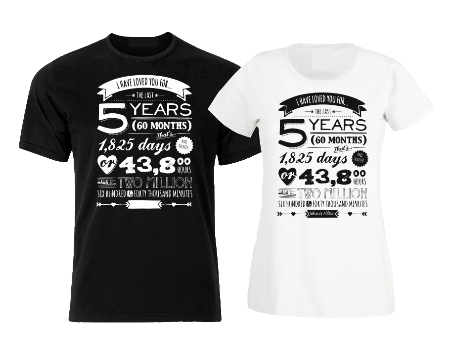 5 year Anniversary couple wife and husband family matching outfit T shirt / Hoodie-men woman T shirts-DiamondsKT