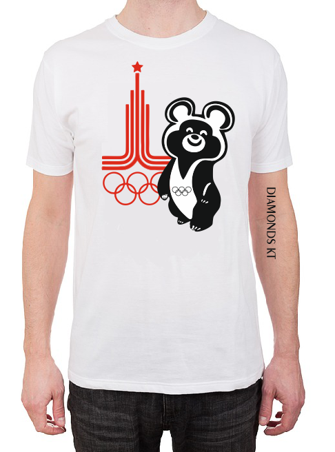 Русский Олимпийский Мишка Футболка-men woman T shirts-DiamondsKT