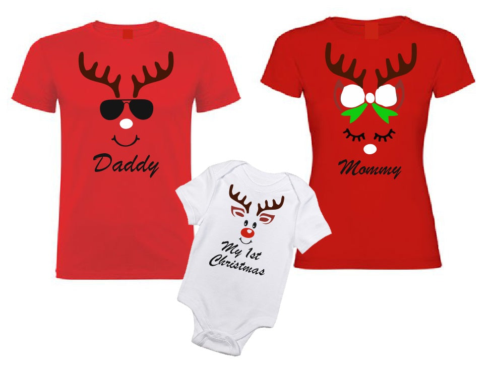 Reindeer couple family matching T shirt-men woman T shirts-DiamondsKT