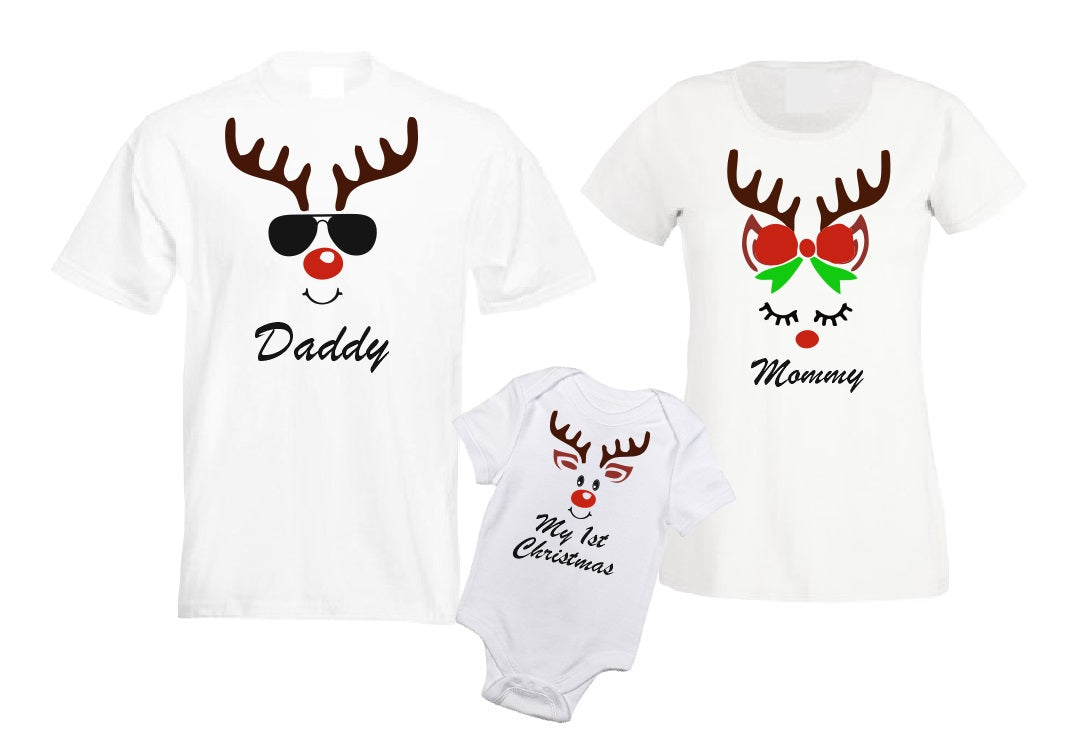 Reindeer couple family matching T shirt-men woman T shirts-DiamondsKT