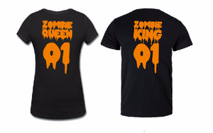 Zombie King Queen 01 Couple Family matching outfit T shirt-men woman T shirts-DiamondsKT