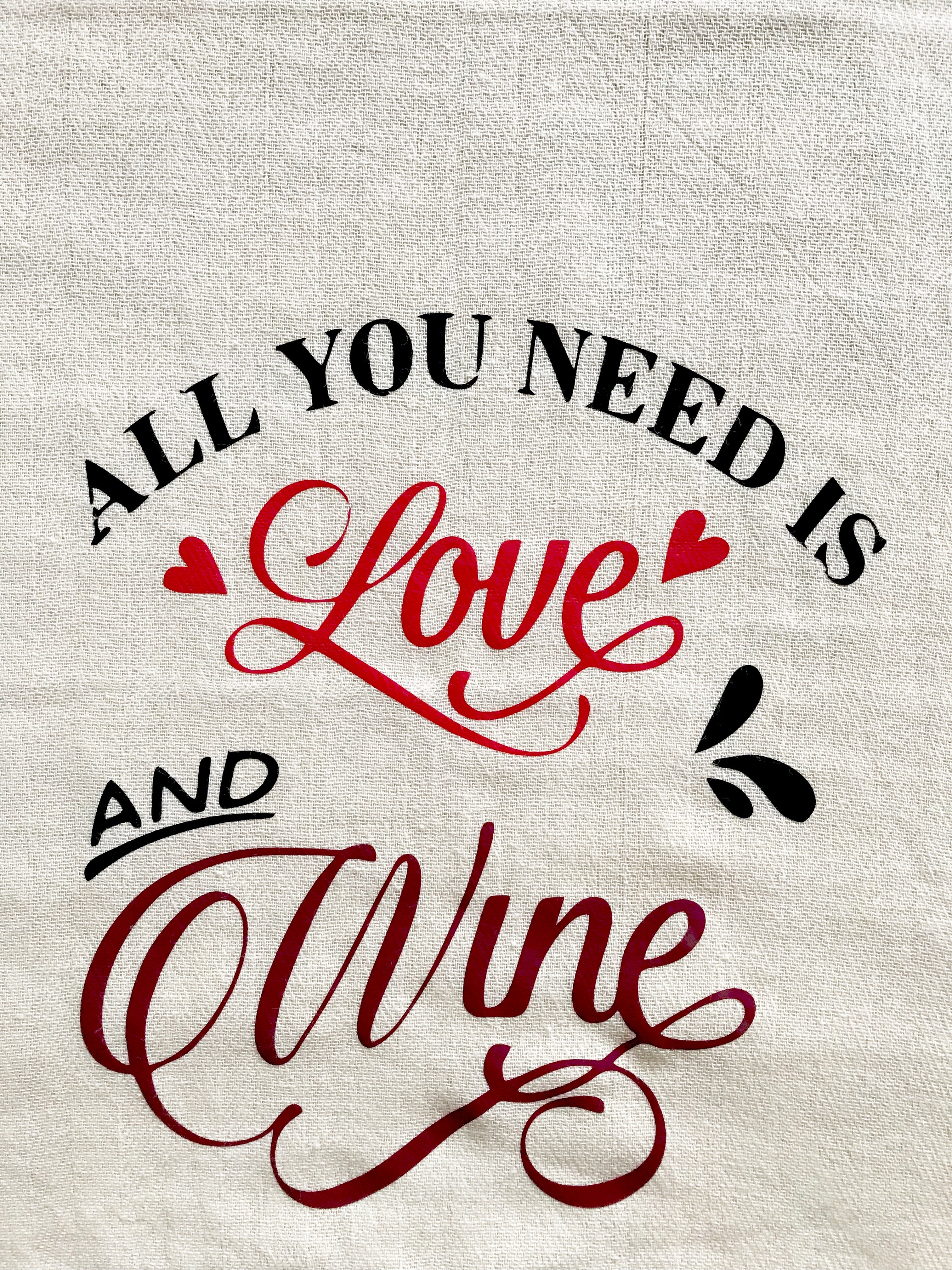 All You need is Love and Wine kitchen tea towel-kitchen towels-DiamondsKT