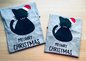 Meowry Christmas T shirt-men woman T shirts-DiamondsKT