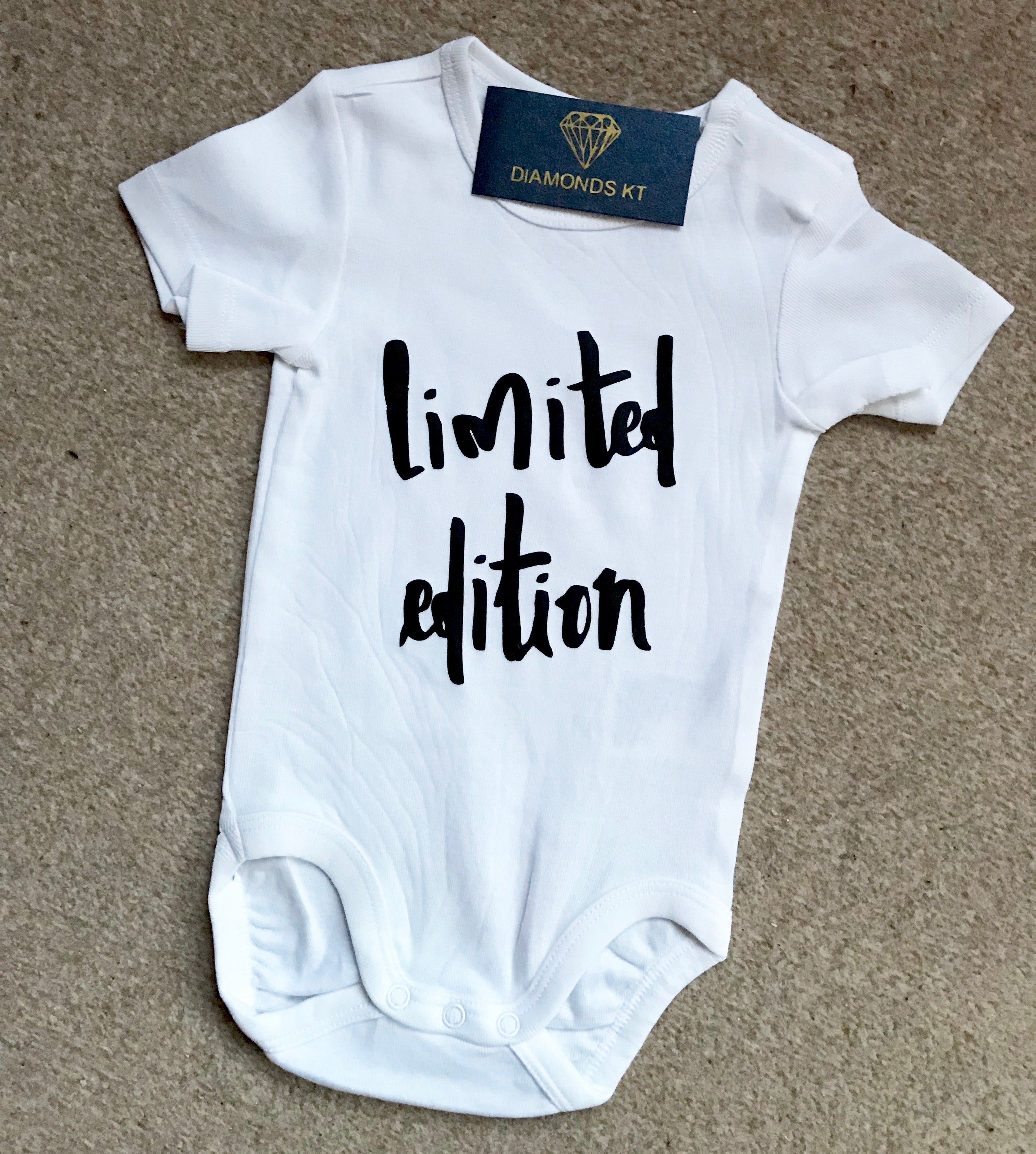 limited edition baby white black baby bodysuit / onesie-baby bodysuit onesie-DiamondsKT