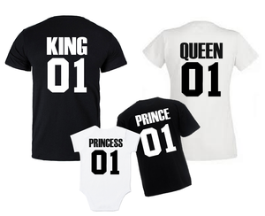 King 01 Queen 01 Couple Family matching outfit T shirt-men woman T shirts-DiamondsKT