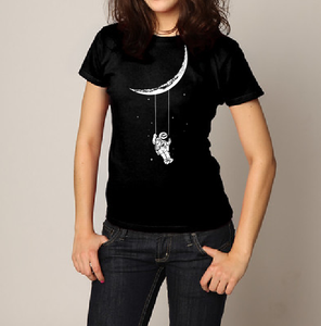 Astronaut swings to the moon T shirt-men woman T shirts-DiamondsKT