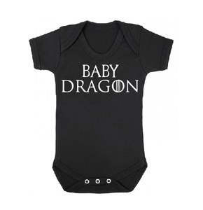 Baby Dragon white black baby bodysuit / onesie. Dragon family matching outfit-baby bodysuit onesie-DiamondsKT