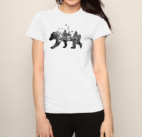 Bear Wood Trees Birds T shirt / Hoodie-men woman T shirts-DiamondsKT