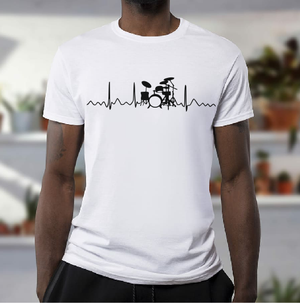 Drummer heartbeat heartline T shirt-men woman T shirts-DiamondsKT