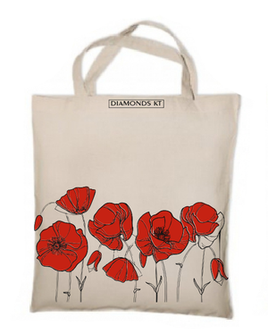 Poppy flowers reusable shopping bag-shopping bags-DiamondsKT