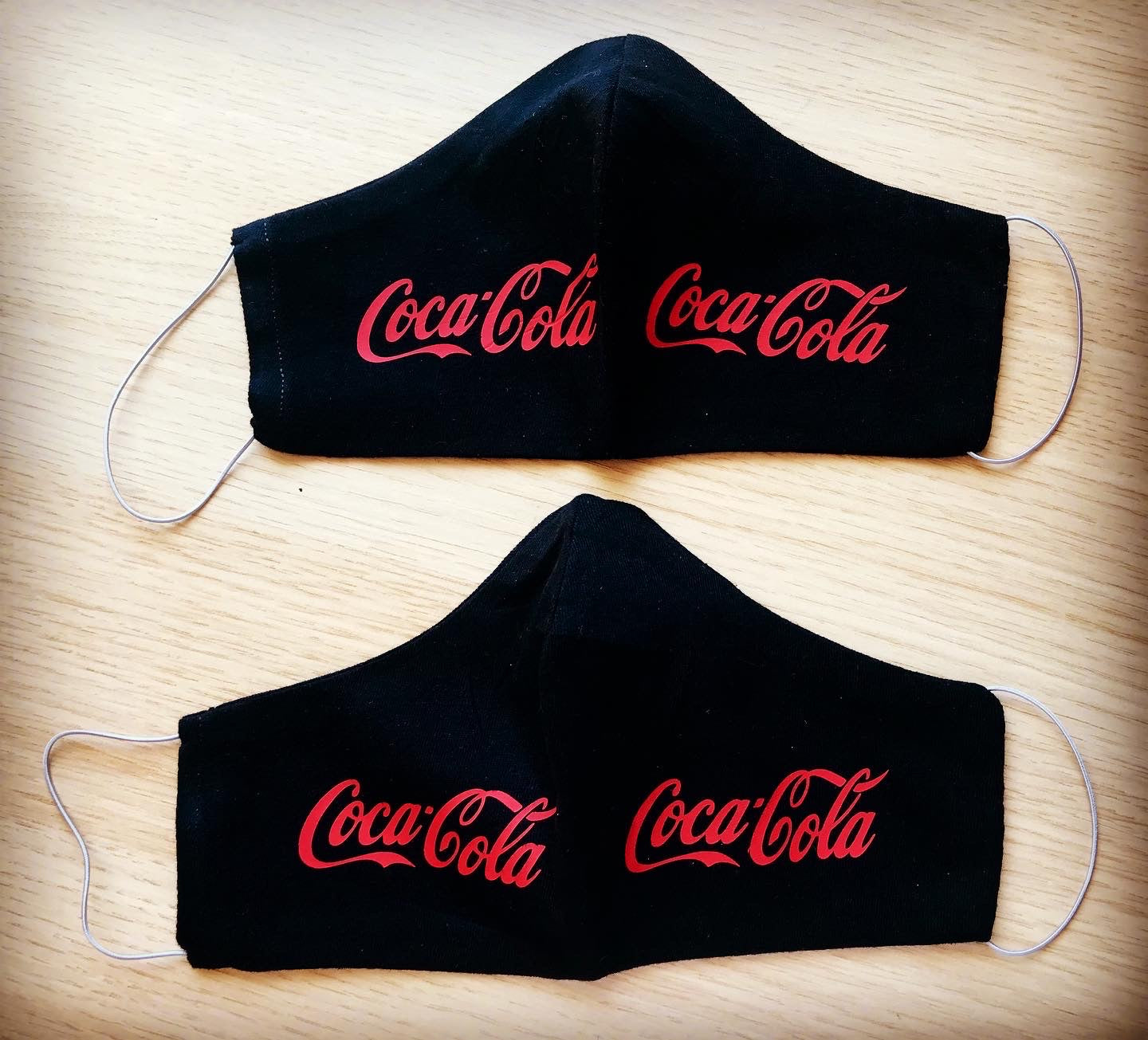 Coca Cola handmade two layers cotton face masks. Set of 2 masks-DiamondsKT