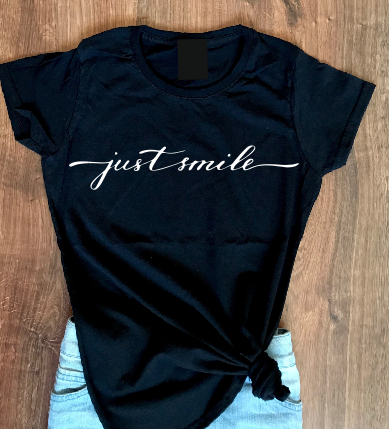 Just smile handwritten T shirt-men woman T shirts-DiamondsKT