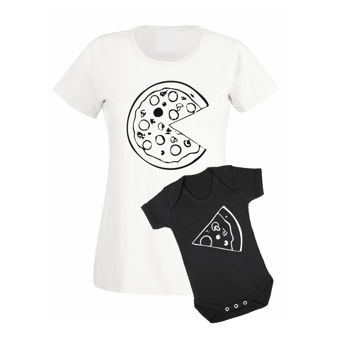 Pizza white black baby bodysuit / onesie-baby bodysuit onesie-DiamondsKT