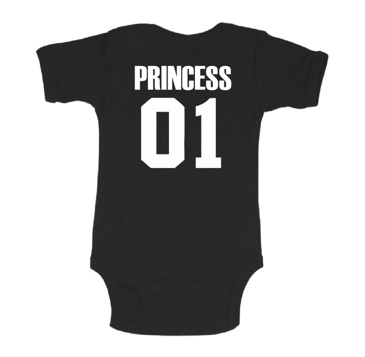 Princess 01 white black baby bodysuit / onesie-baby bodysuit onesie-DiamondsKT