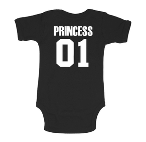 Princess 01 white black baby bodysuit / onesie-baby bodysuit onesie-DiamondsKT