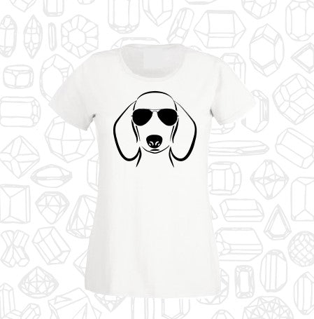 Sausage dog with sunglasses T shirt-men woman T shirts-DiamondsKT