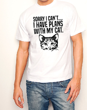 Sorry I can't I have plans with my cat T shirt-men woman T shirts-DiamondsKT
