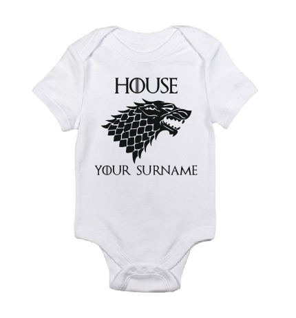 House your surname white black baby bodysuit / onesie-baby bodysuit onesie-DiamondsKT