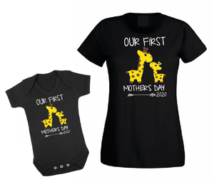 Our first Mothers's day matching outfit white black baby bodysuit / onesie-baby bodysuit onesie-DiamondsKT